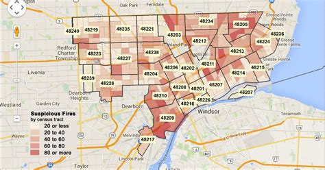 Map of Detroit with Zip Codes